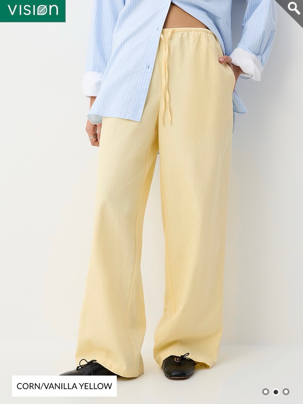 Icone Vanilla Yellow Wide-Leg Drawstring Pants